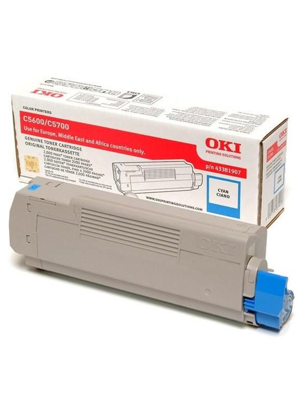 Oki 43381907 Cyan Lasertoner - Original Kvalitet
