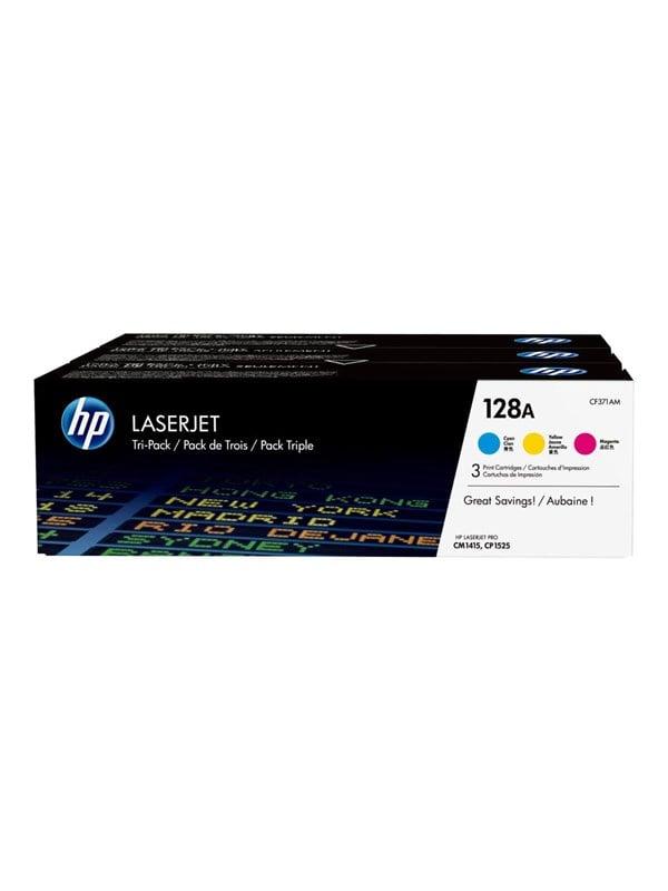128a   Cf371am 3 Pack (yellow Cyan Magenta) Toner   Lasertoner Cyan, Magenta, Gul fra Hp