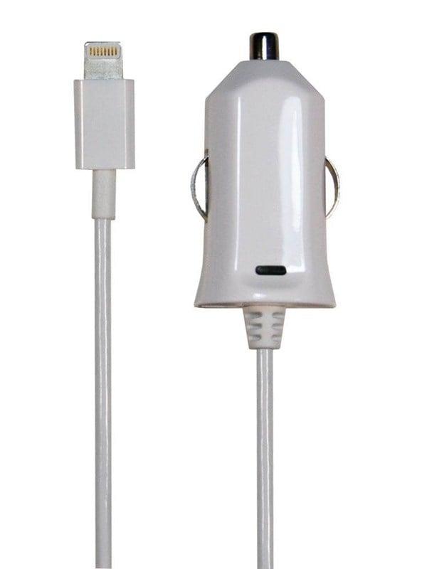 12V Biloplader med Lightning og MFi Chip - 2.4A, Hvid