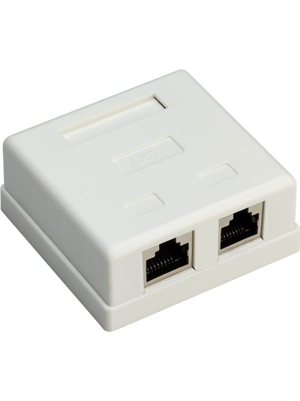 2 Port Rj45 Surface Mount Installation Box Cat 6 Stp White fra Pro