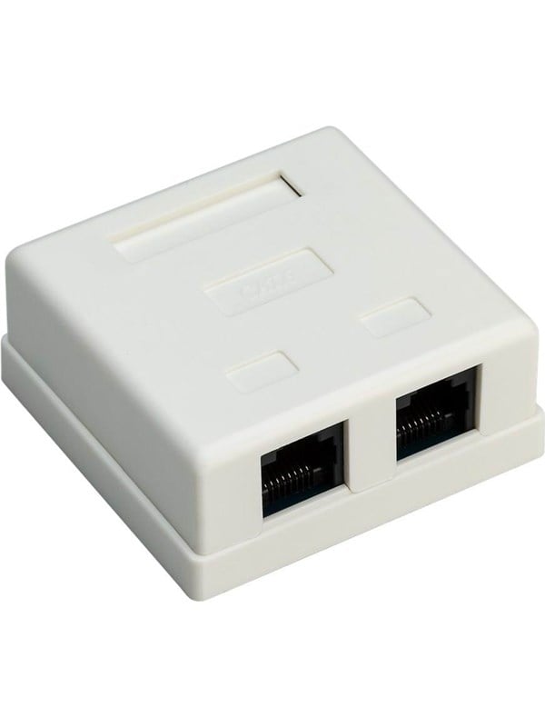 2 Port Rj45 Surface Mount Installation Box Cat 6 Utp White fra Pro