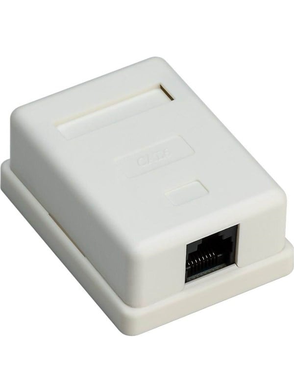 1 Port Rj45 Surface Mount Installation Box Cat 6 Utp White fra Pro