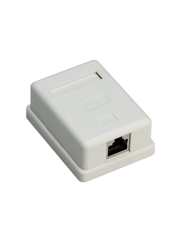 1 Port Rj45 Surface Mount Installation Box Cat 6 Stp White fra Pro