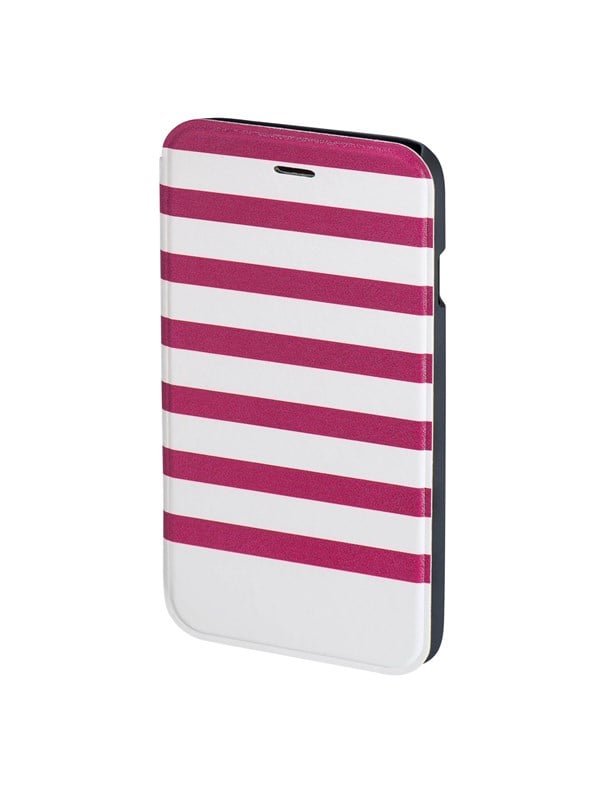 "stripes" Booklet Case For Apple Iphone 6 6s Magenta White fra Hama