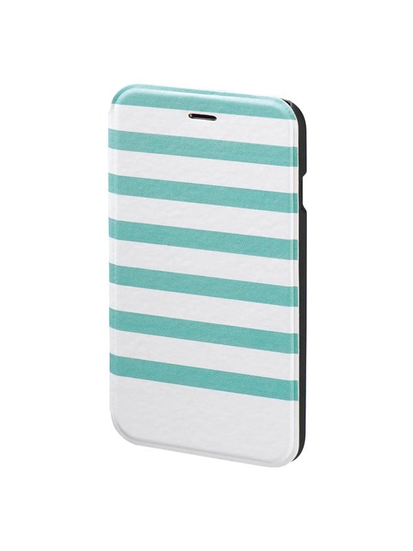 "stripes" Booklet Case For Apple Iphone 6 6s Turquoise White fra Hama