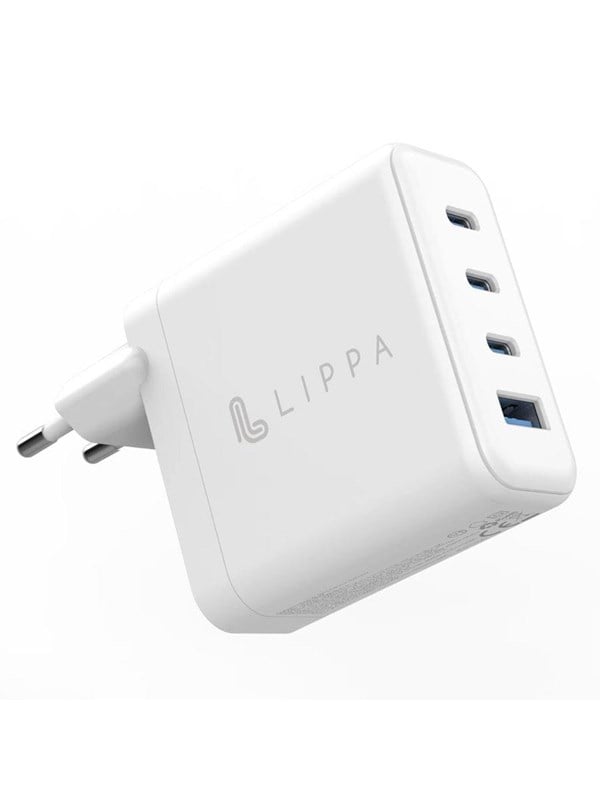 100w 3 X Usb C Pd & Usb A Qc Gan Wall Charger   White fra Lippa