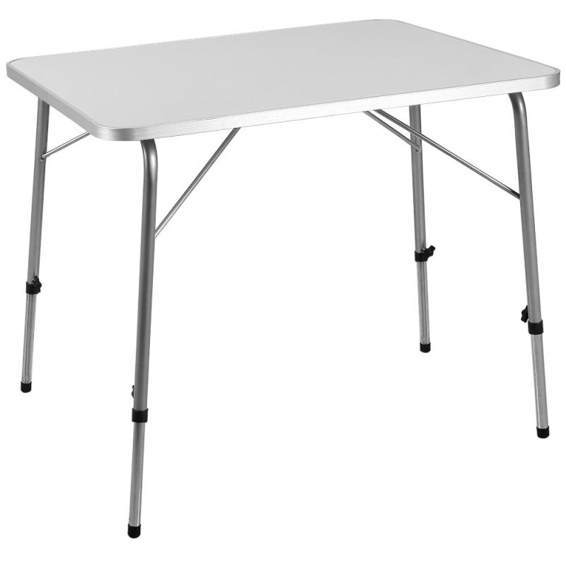 Alu Campingbord Sammenklappelig Højdejusterbar 80x60 Cm, Hvid fra Deuba
