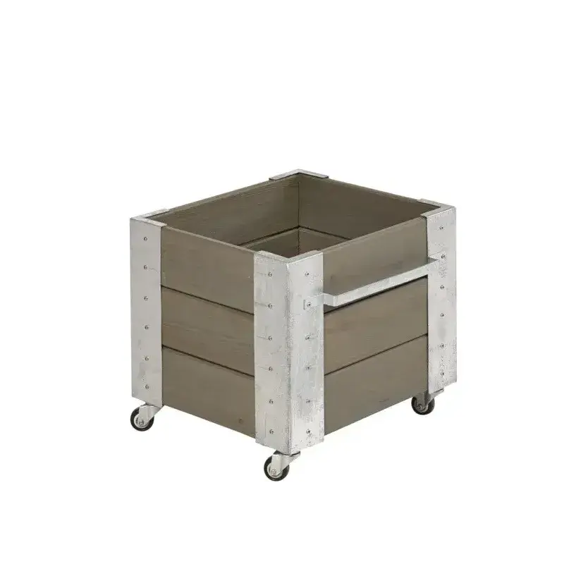 Plus Cubic Blomsterkasse 46x50x45cm M Hjul Gråbrun 18237 18 fra Plus A/s