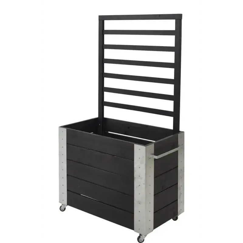 Plus Cubic Blomsterrumdeler med Hjul - Sort Havekrukke