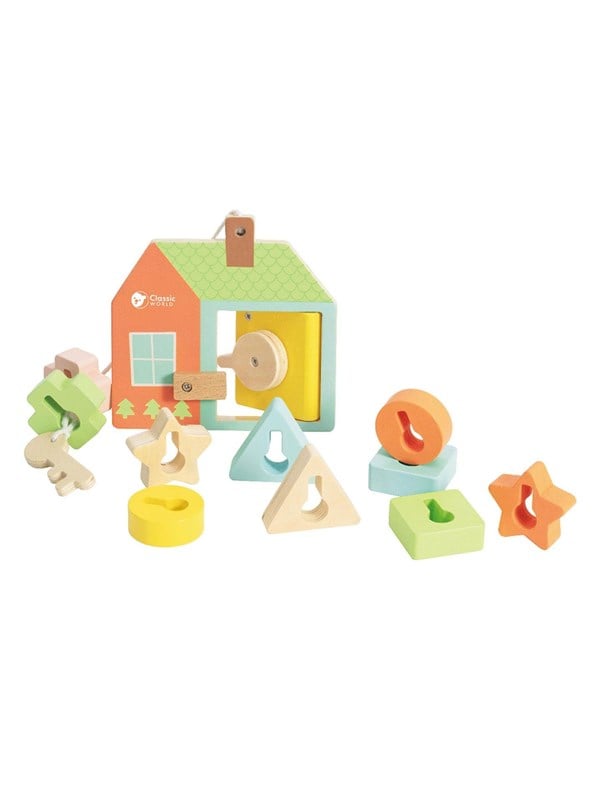 Wooden Lock Opening Shape Game 11 Pcs. fra Classic World