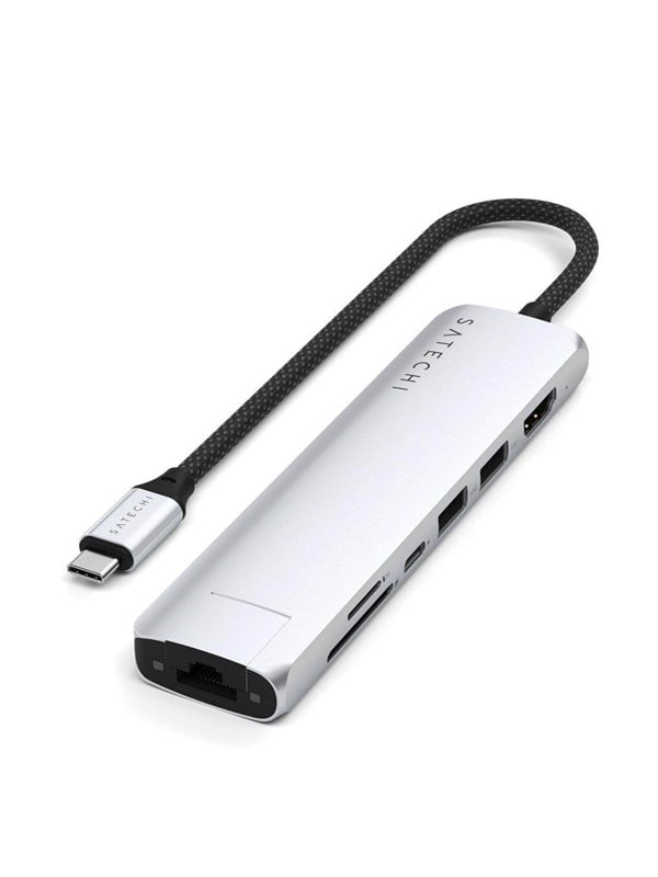 7 In 1 Usb C Slim Multiport Adapter With Ethernet   Silver fra Satechi
