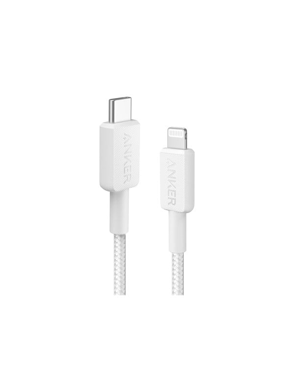 322 Usb C To Lightning Cable (1.8m Braided)   White fra Anker