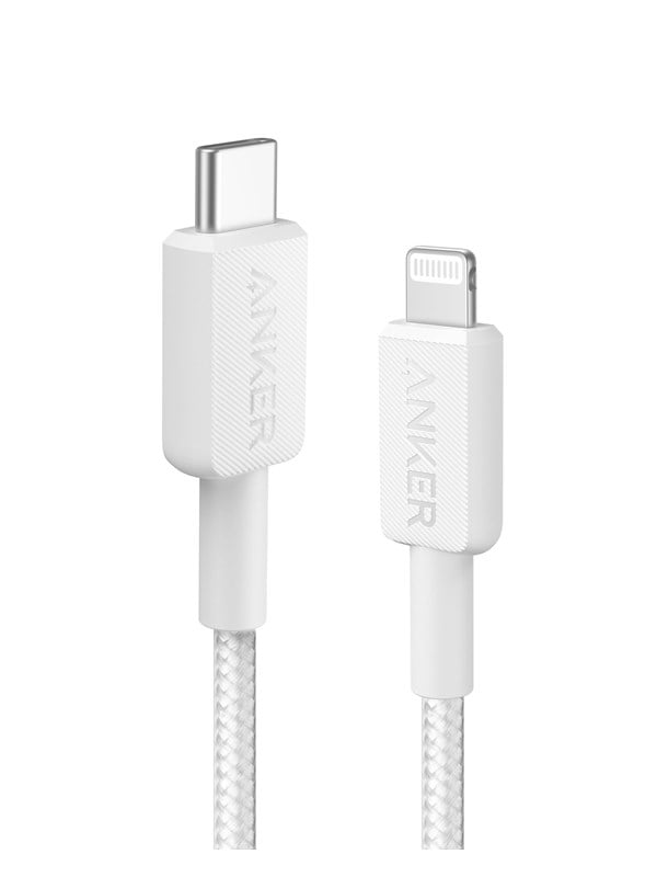 322 Usb C To Lightning Cable (0.9m Braided)   White fra Anker