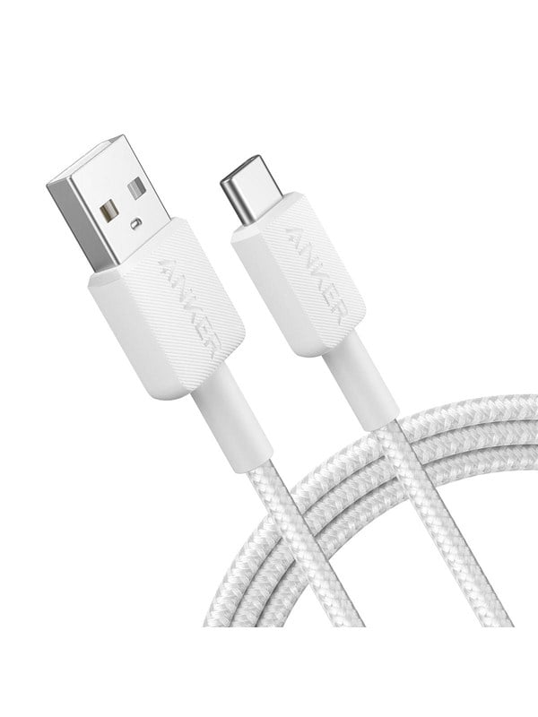 322 Usb A To Usb C Cable (1.8m Braided)   White fra Anker