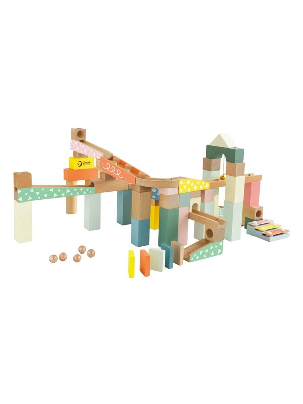 Wooden Marble Run Construction Set 62pcs. fra Classic World