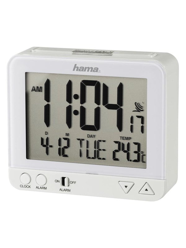 &apos;rc 550&apos; Radio Controlled Alarm Clock With Night Light Function White   Stereo   Hvid fra Hama