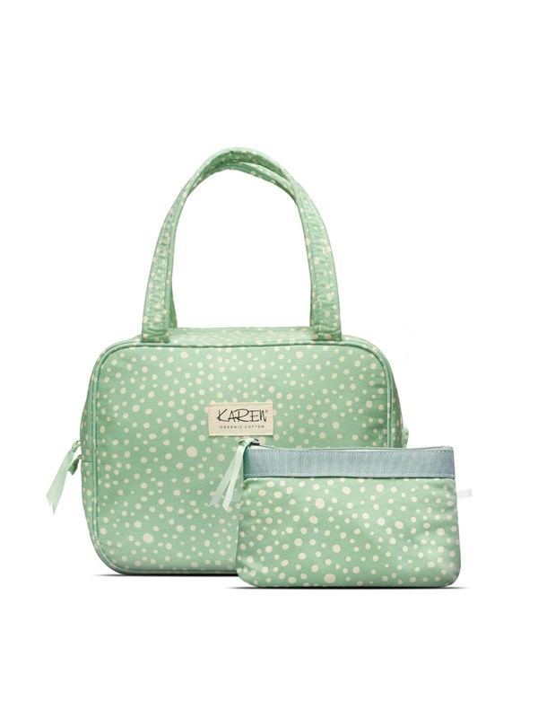 2 Pcs Cosmetic Bag With Handle Green White Print fra Karen Denmark