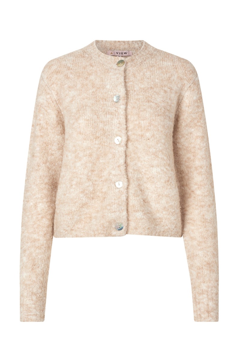 A View   Strik   Audrey New Knit Cardigan   Sand fra A-view