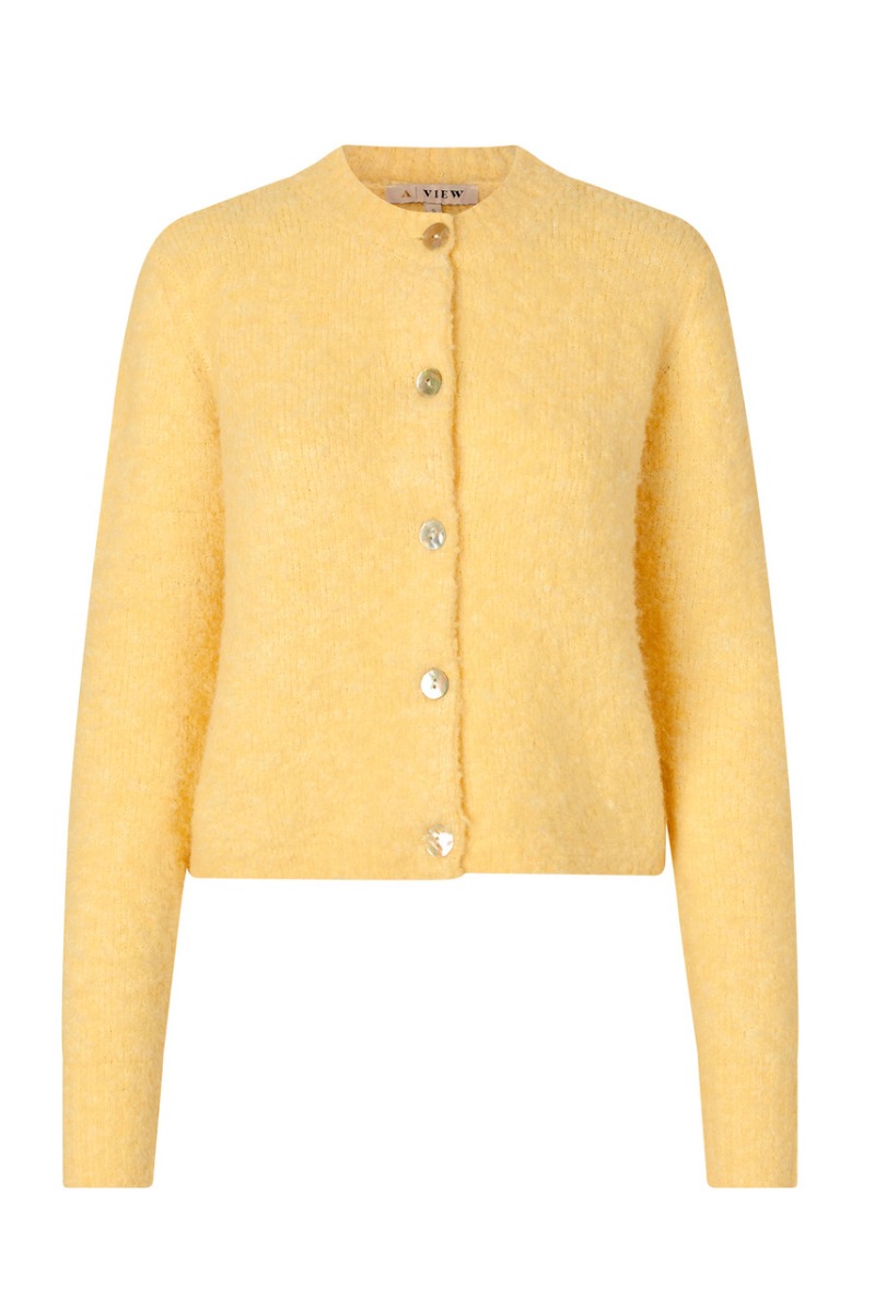 A View   Cardigan   Audrey New Knit Cardigan   Light Yellow fra A-view
