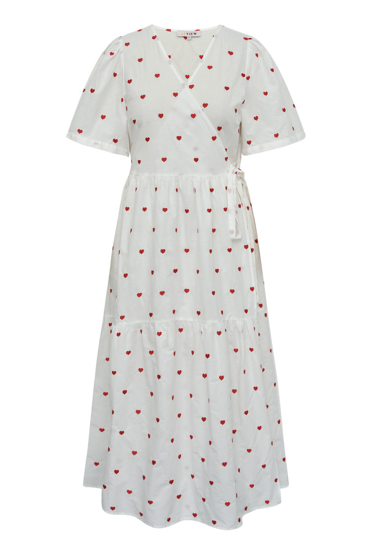 A View   Kjole   Caisa Heart Ancle Dress   White Red fra A-view